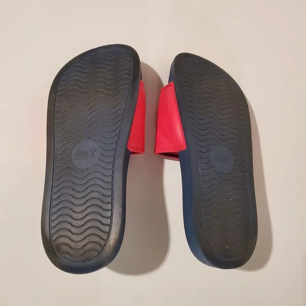Vineyard Vines Kids Whale Dot Pool Slides Slip On Sandals Size 12 Red/Coral